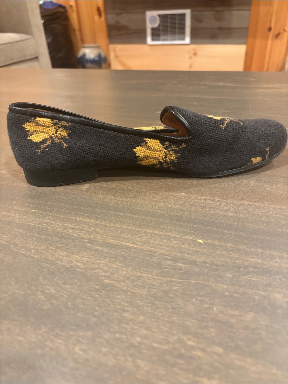Black and Yellow Floral Knit Slip-On Loafer